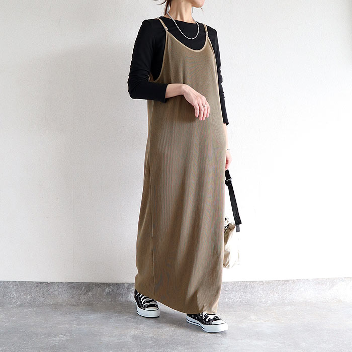 3591円 クーポンで★ プリーツワンピース キャミソールワンピース ロング レディース 春 夏 秋 セルフカット[郵3]^w729^爆買 | uricca | 03