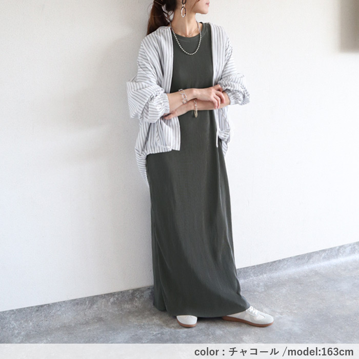 ワンピース レディース プリーツ ロング 半袖 セルフカット 美脚効果 黒 春 夏 秋 おしゃれ かわいい [郵3]^w730^ | uricca | 16