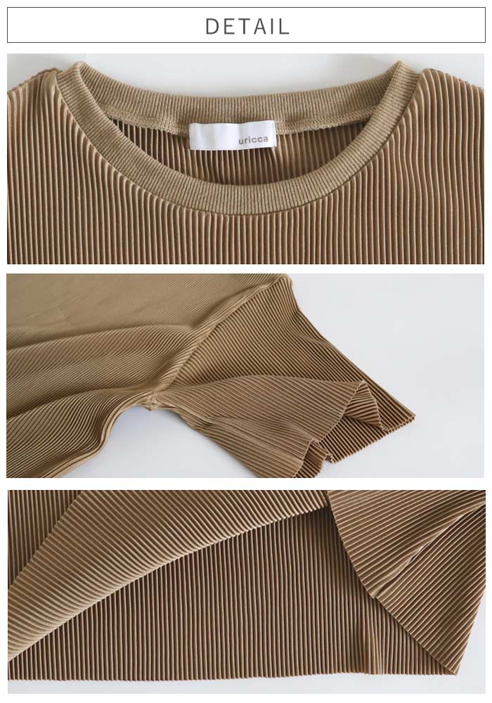 ワンピース レディース プリーツ ロング 半袖 セルフカット 美脚効果 黒 春 夏 秋 おしゃれ かわいい [郵3]^w730^ | uricca | 05