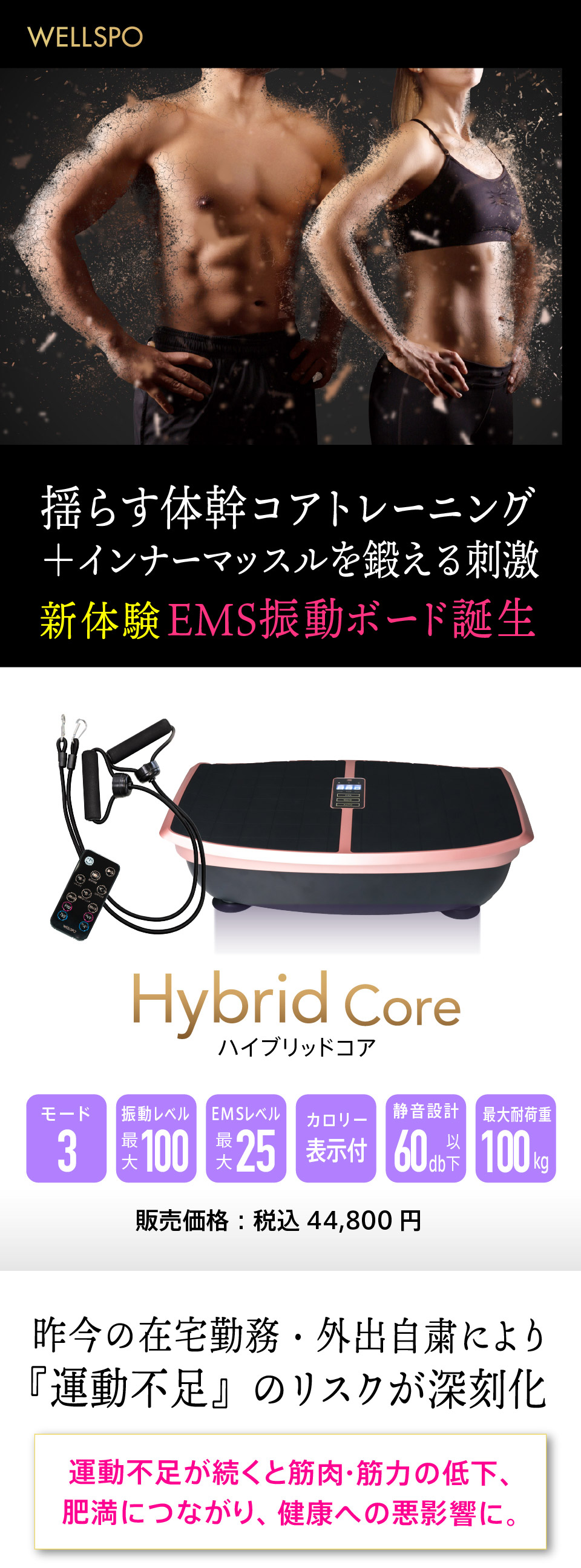 WELLSPO ハイブリッドコア 振動ボード エクササイズ EMS ブルブル 振動