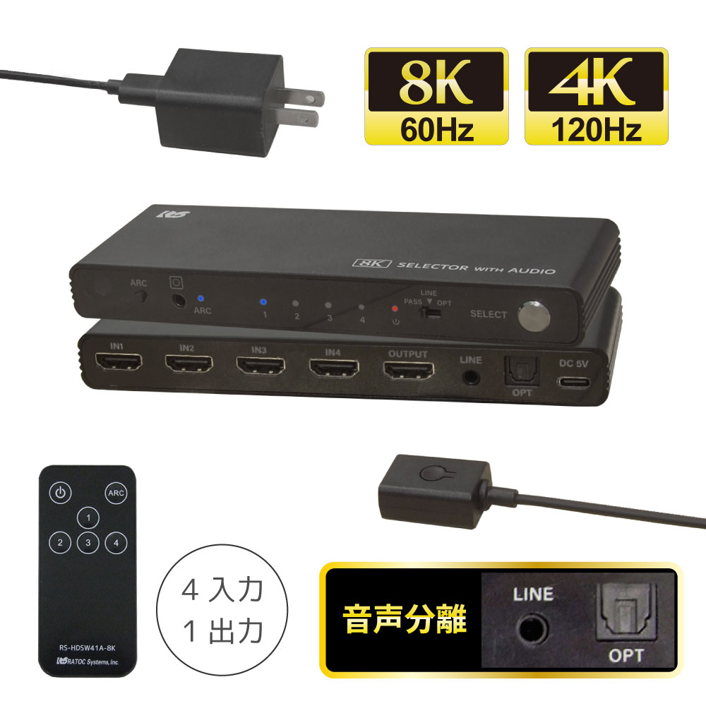 RATOC Systems（ラトックシステム） 8K 60Hz / 4K 120Hz 対応 外部音声