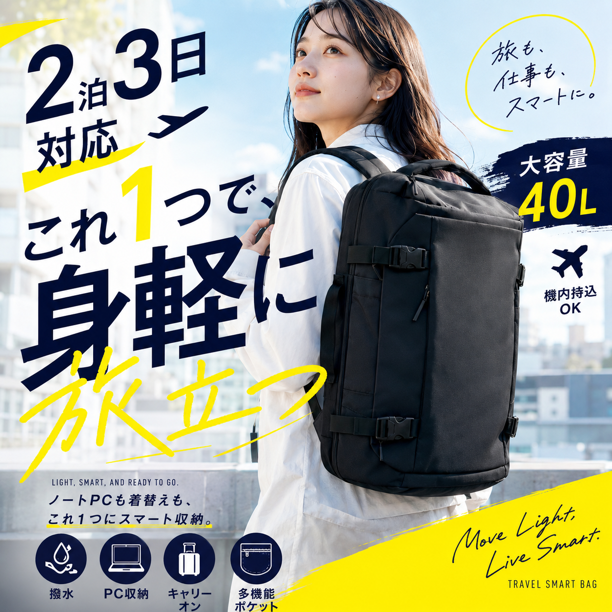 (メーカー希望価格16,800円→6,999円)リュック 大容量 メンズ レディース バックパック 旅行 バッグ ビジネス 大きめ 出張 通勤 スーツケース キャリー 送料無料 | RATOM