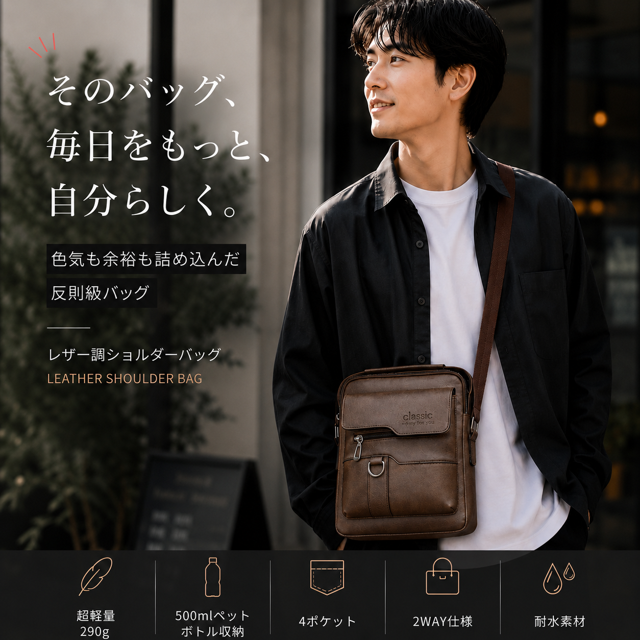 ショルダーバッグ メンズ ボディバッグ 小さめ...の詳細画像3