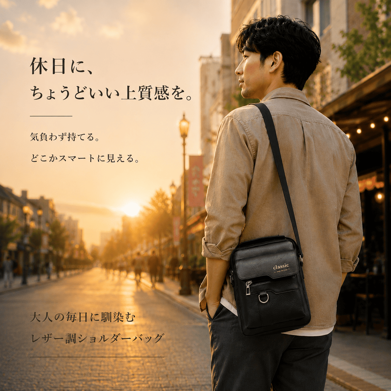 RATOM ショルダーバッグ メンズ ボディバッグ 小さめ 斜めがけ 肩掛け