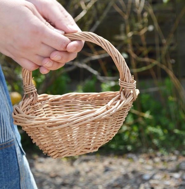 小さな ウィッカーバスケット 持ち手付き ミニ ナチュラル : ラタン