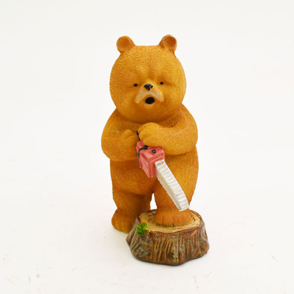 ダッドベア チェーンソー くま レジン オブジェ クマ 置物 : ラタン