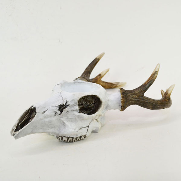 下栗の里　日本鹿　スカル　No.14 ディアースカルプランター 鹿の角 骸骨 レプリカ 植物 鉢 : ラタン