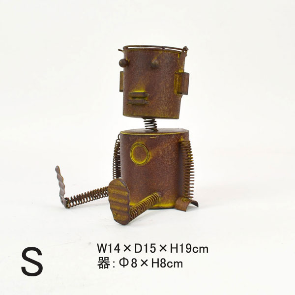 ブリキ バケツロボット Sサイズ ガーデニングオーナメント
