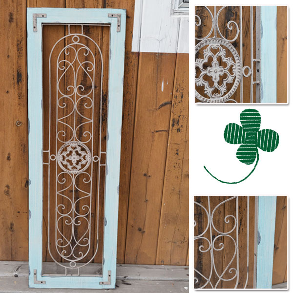 アンティーク風 ウォールデコ 飾り 壁面 アイアン ウッド : ラタン