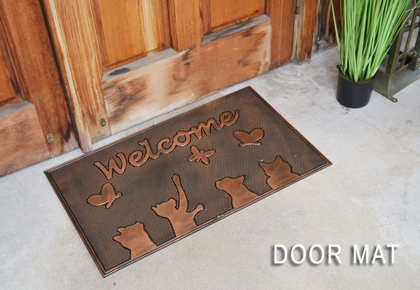 ラバーマット『グリーティング』玄関マットネコ