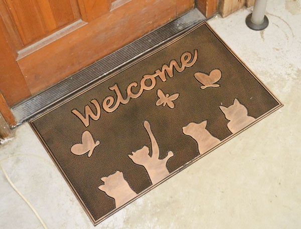ラバーマット『グリーティング』玄関マットネコ