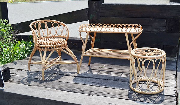 ラタン家具 ユグラ コンソールテーブル ヴィンテージデザイン : ラタン