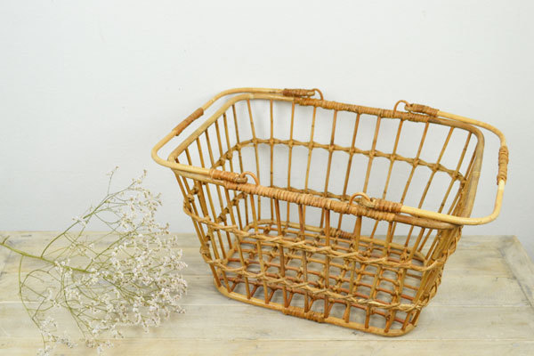 ユグラ ラタン マーケットバスケット L 透かし 籐 かご : ラタンハウス
