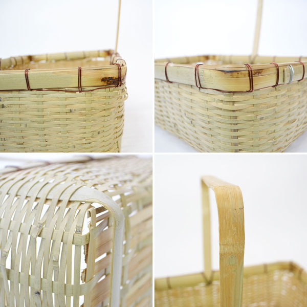 竹の収穫かご 青竹 長角 一本手 SLセット 野菜かご 籠 : ラタンハウス