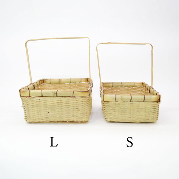 竹の収穫かご 青竹 長角 一本手 SLセット 野菜かご 籠 : ラタンハウス