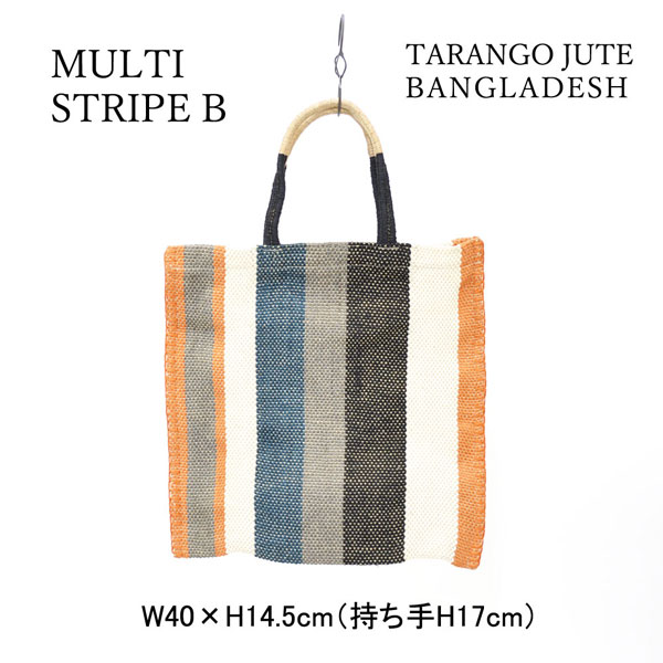 TARANGO ジュート トートバッグ マルチストライプ B