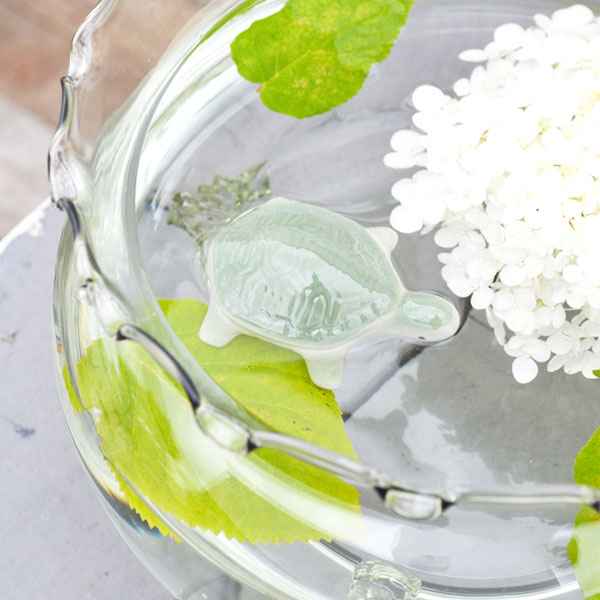 浮き玉 かめ 緑カメ 亀 浮き球 陶器 水鉢 金魚鉢用飾り玉 : ラタン