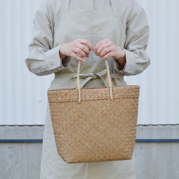 タイ製 カチュー 楕円 かごバッグ L ナチュラル 水草 : ラタンハウス