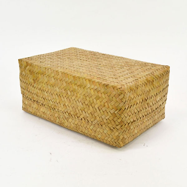 タイ製 カチュー ふた付き 四角BOX S 葛籠 収納 水草 : ラタン