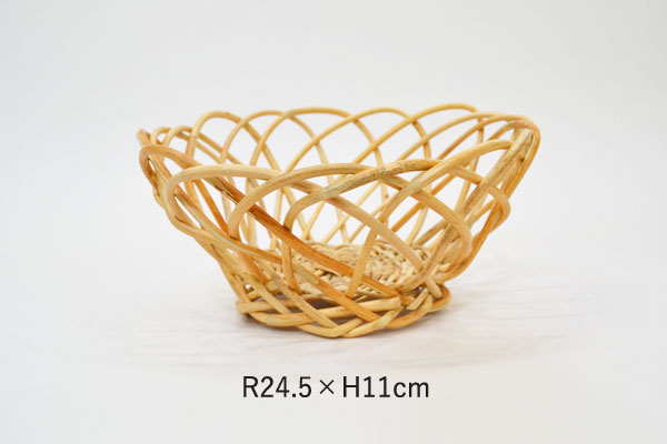 ラタン製 うろこ編み 透かし 丸かご 皮付き 収納 籐籠 : ラタンハウス