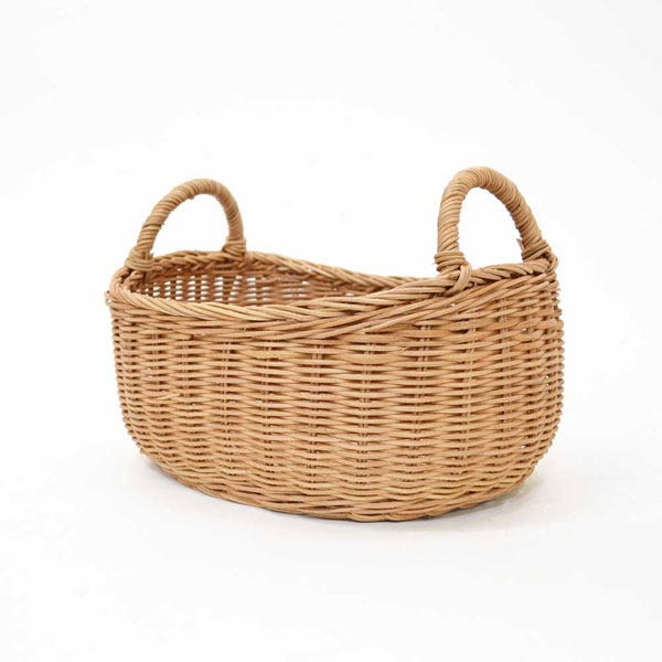 アンティーク　バスケット　楕円　オーバル　籐　　ラタン ラタン製 両耳 オーバルバスケット 楕円 小物収納 籐かご : ラタン