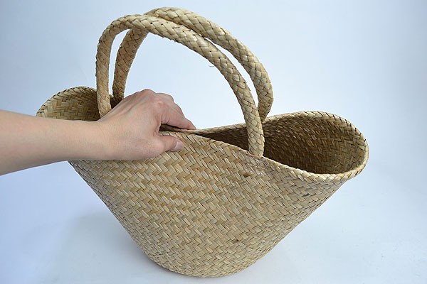 LOUNIE マルシェかごバッグ シーグラス かごバッグ 筒型マルシェ バスケット カゴバッグ