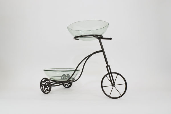 ガラスベース 三輪車 フラワーベース 10mm厚 金魚鉢 魚 : ラタンハウス