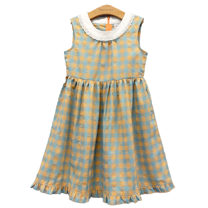 子供服 女の子 ワンピース 半袖 ノースリーブ ポケット ギンガム  