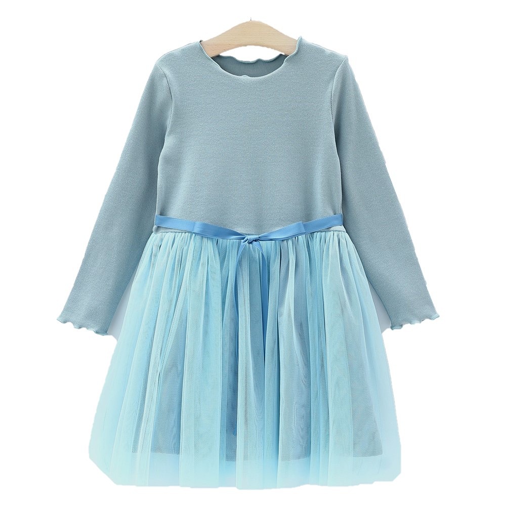 ワンピース 子供服 女の子  長袖 チュール リボン 春 秋 発表会 入学式 100cm 110cm 120cm 130cm 140cm | ブランド登録なし | 02