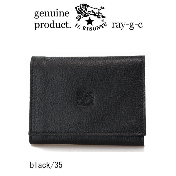 IL BISONTE 三つ折り財布 ブラック レザー IL BISONTE（イルビゾンテ） 財布 三つ折りコンパクトウオレット 三