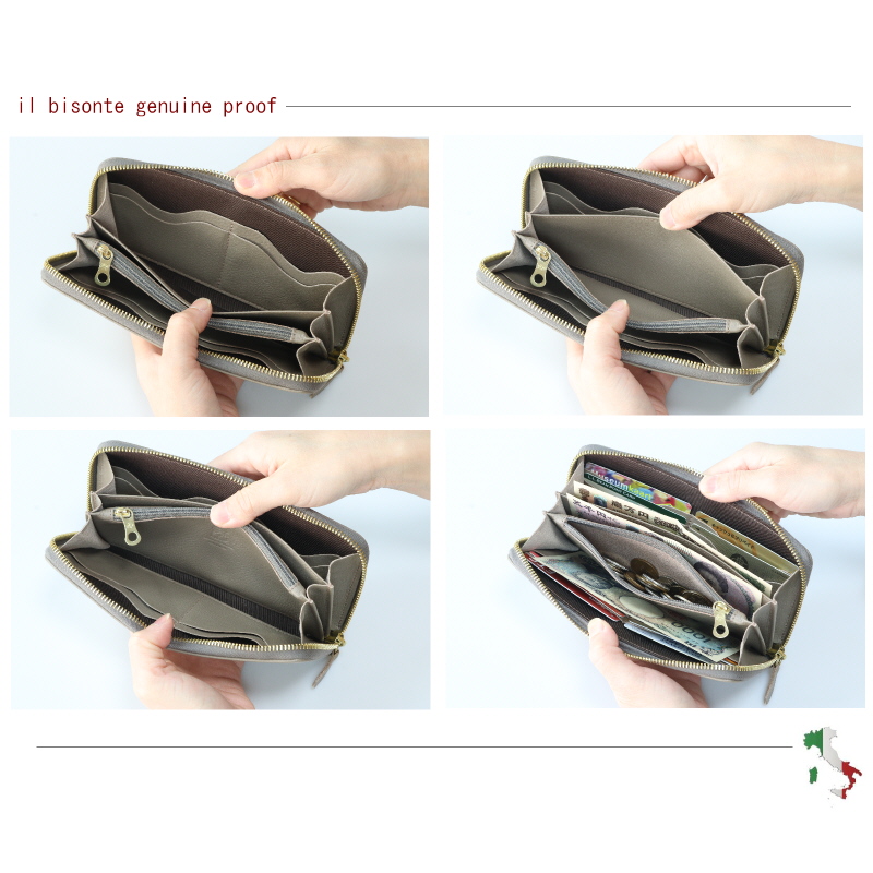 新品同様】イルビゾンテ ロングウォレット フラップ シボ革 金ボタン
