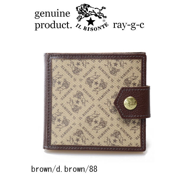 IL BISONTE モノグラム スクエア型 L字レザー 財布 IL BISONTE（イルビゾンテ） 二つ折り財布 モノグラム 二つ折り