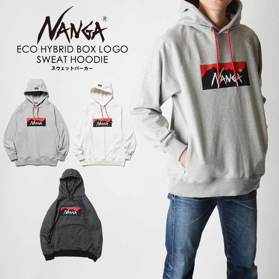 NANGA ナンガ ECO HYBRID BOX LOGO SWEAT HOODIE ボックスロゴ スウェットフーディー