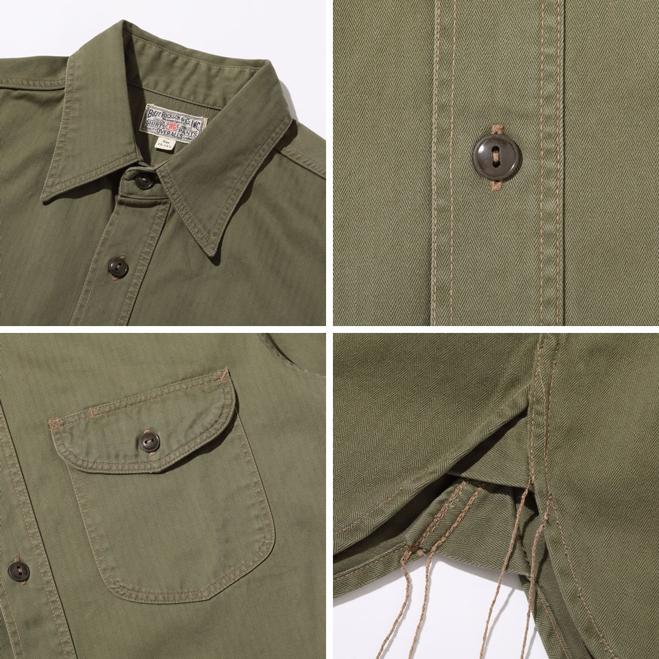 BUZZ RICKSON'S バズリクソンズ HERRINGBONE WORK SHORT SLEEVE SHIRTS