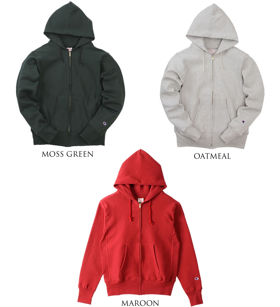 【CHAMPION】CロゴFrench Terryフルジップフーディ★3色 OUTLET＞リバースウィーブ(R) ジップフーデッドスウェットシャツ