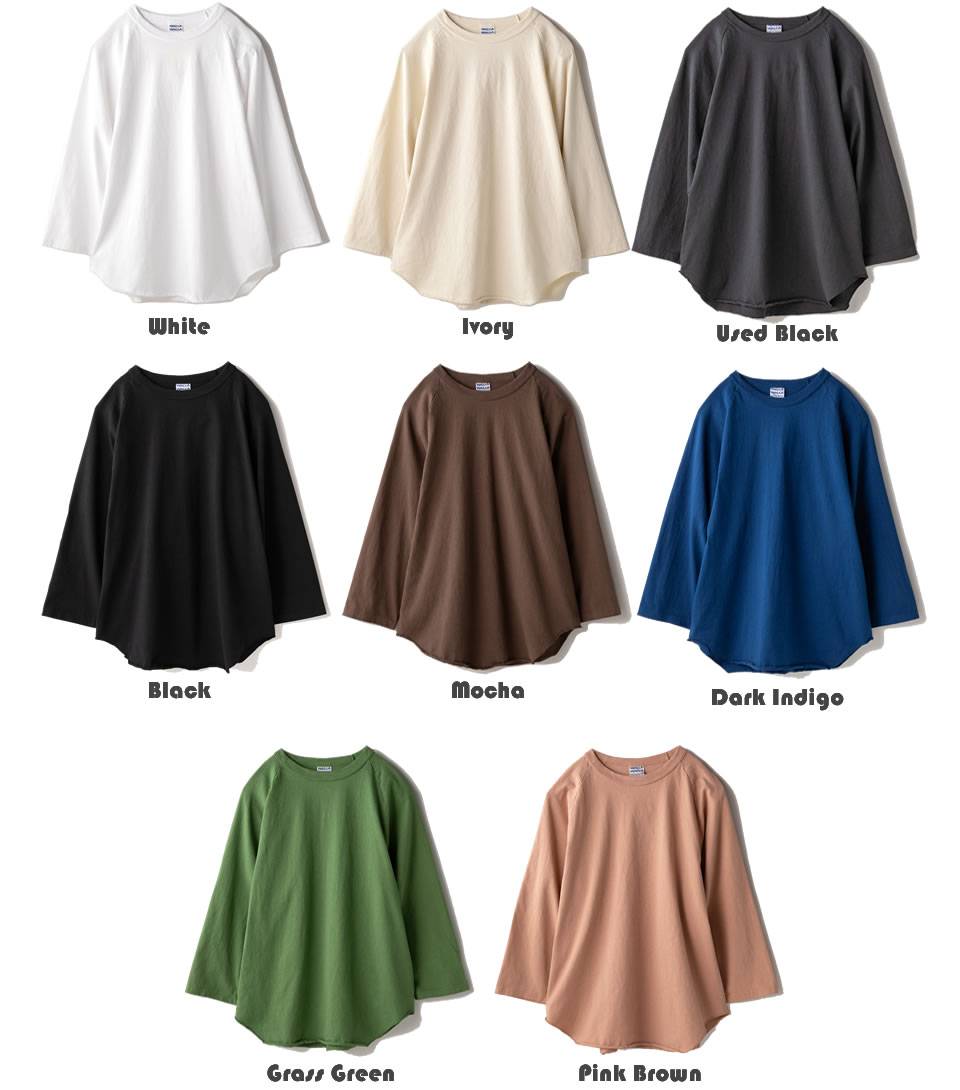 WALLA WALLA SPORT（ワラワラスポーツ） 3/4 BASEBALL TEE SOLID 7分袖