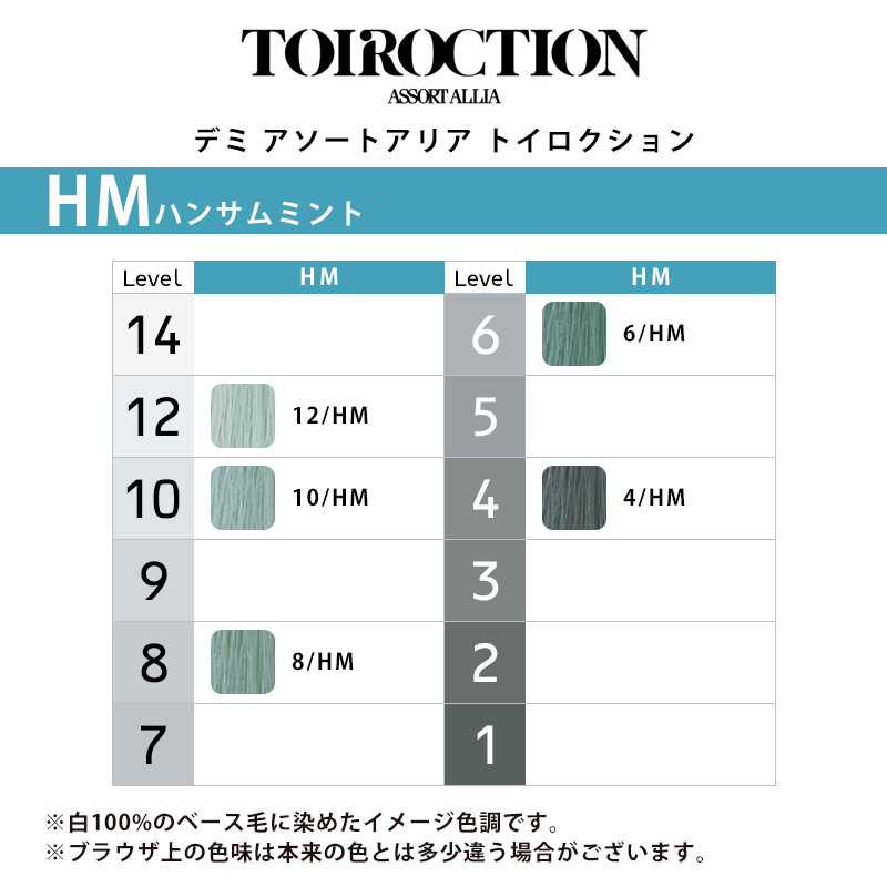 デミ アソートアリア トイロクション ニュアンスライン 80g 1剤 ハンサムミント | 【メール便対応4個まで】 4/HM 6/HM 8/HM 10/HM 12/HM ニュアンスカラー |  | 01