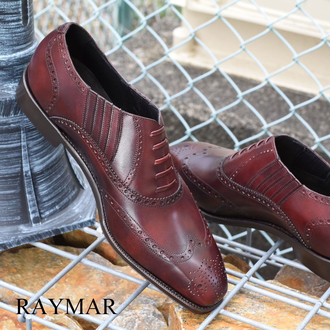 RAYMAR】RR チゼルトゥ フルブローグ レイジーマン バーガンディ