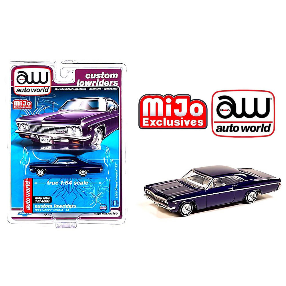 Auto World/オートワールド Custom Lowriders 1/64 ダイキャストミニカー ローライダー インパラ 1966 Chevy  Impala SS (パープル)