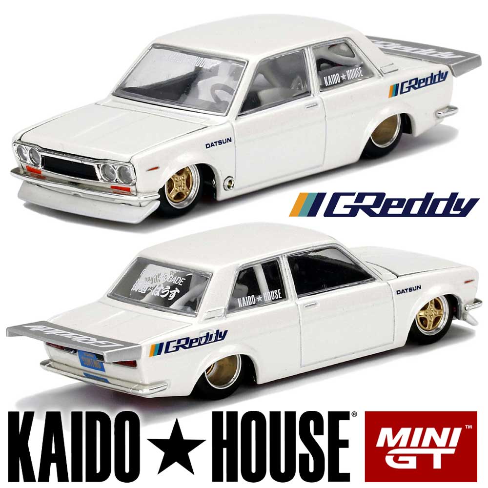 Kaido House MiniGT/街道ハウス ミニカー 1/64 KaidoHouse Datsun 510 ProStreet GREDDY  KHMG016 KHMG017 2台セット (ホワイト、グレー)