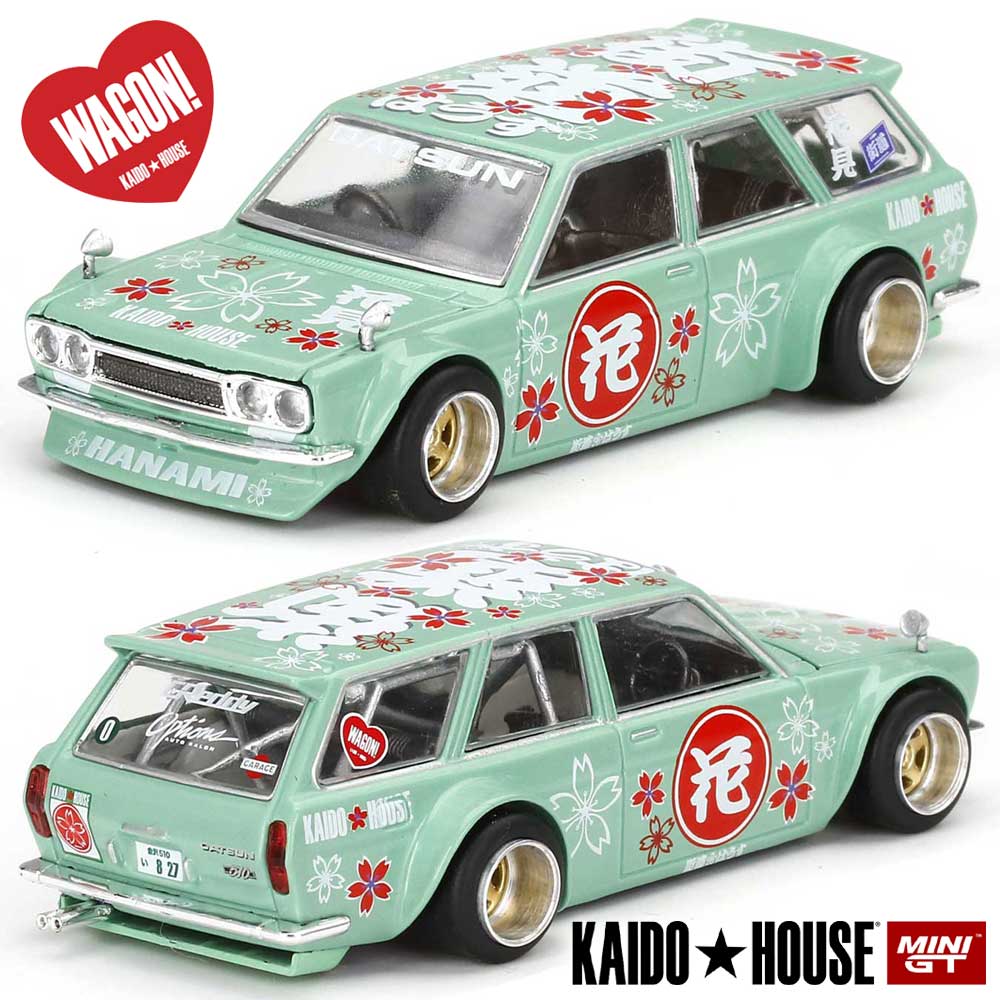 Kaido House/街道ハウス ミニカー 1/64 MiniGT x KaidoHouse Datsun 510 Wagon Hanami V1  KHMG013 (グリーン)