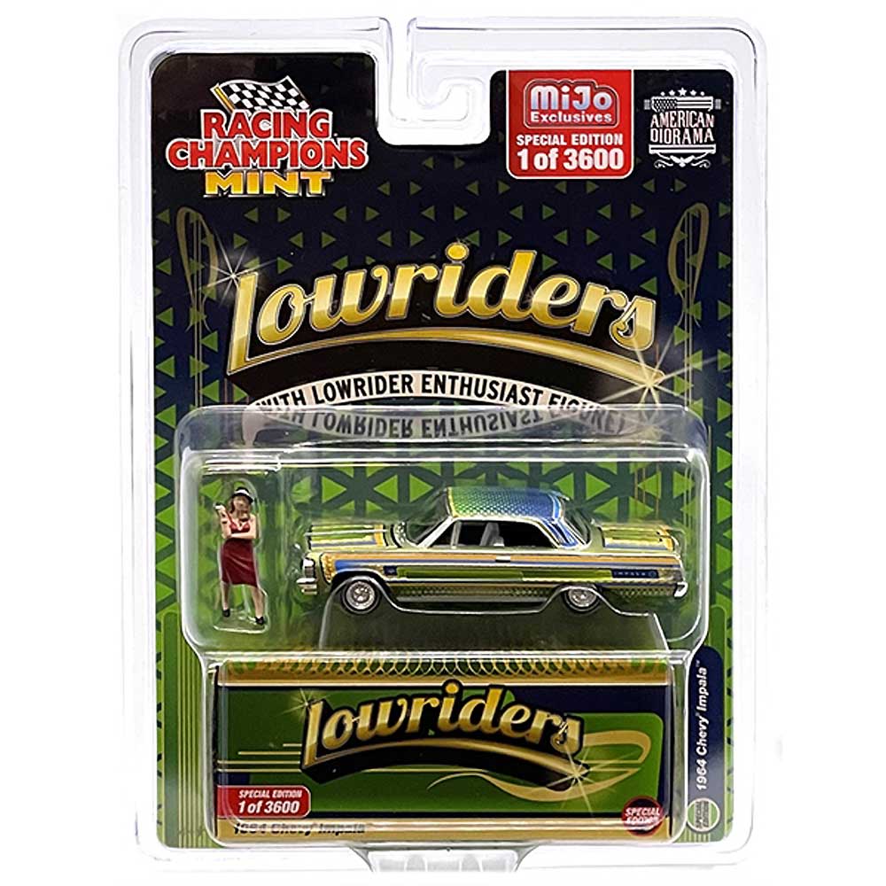 Racing Champions x AmericanDiorama / レーシングチャンピオン Lowriders 1/64 フィギュア付 ミニカー  ローライダー インパラ 1964 Chevy Impala SS (グリーン)