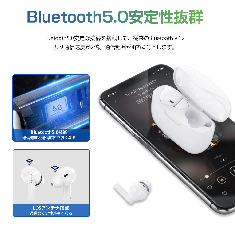 最新のBluetooth5.0対応ワイヤレスイヤホン ワイヤレスイヤホン Bluetooth5.0 イヤホン 完全 ブルートゥース