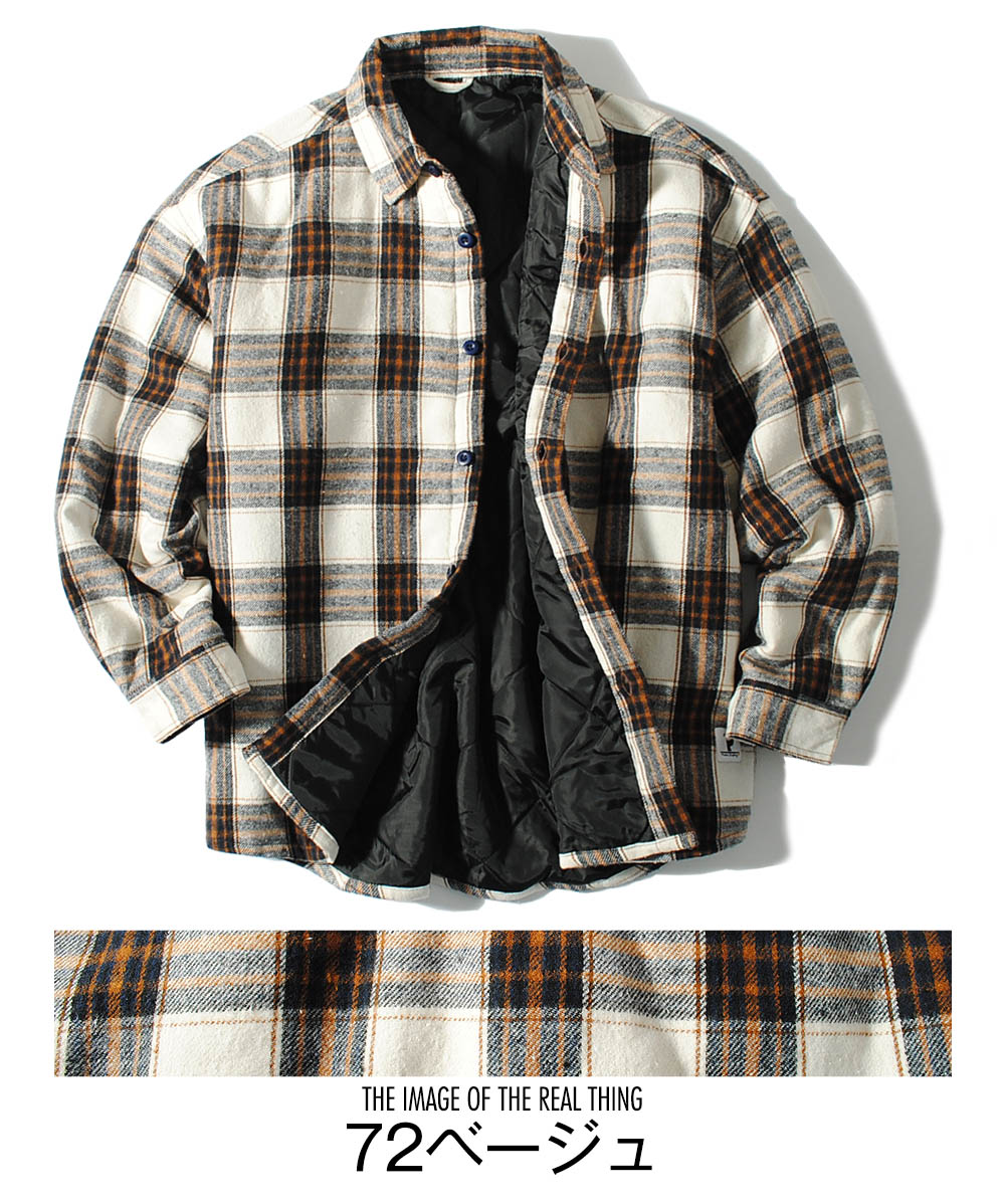 チェックシャツ 中綿キルティング チェックネルシャツ メンズ 大き目 ビッグサイズ 冬物 冬服 オシャレ 長袖シャツ |  | 03