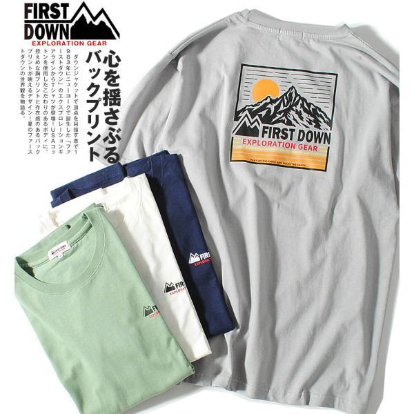 Tシャツ 半袖 first down exploration gear スクエア 山ロゴ