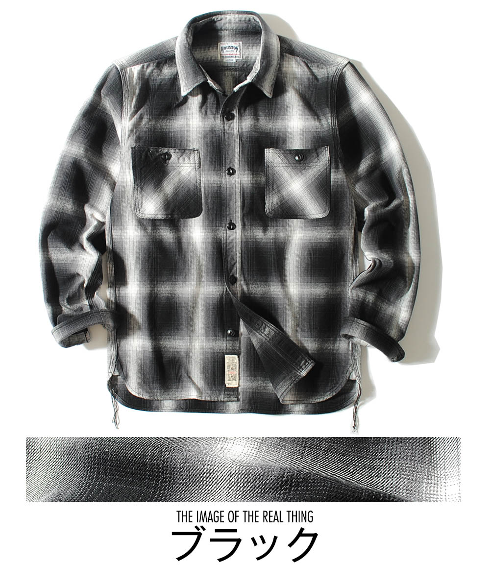 HOUSTON ヒューストン オンブレチェックネルシャツ 長袖 XL 黒 白 楽天市場】HOUSTON ヒューストン チェックシャツ オンブレ