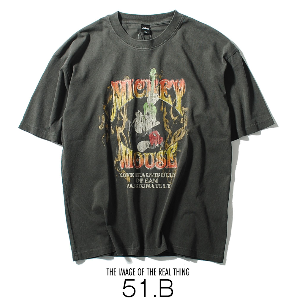 Disney Tシャツ ミッキーマウス フェード加工 半袖 ロックTシャツ  