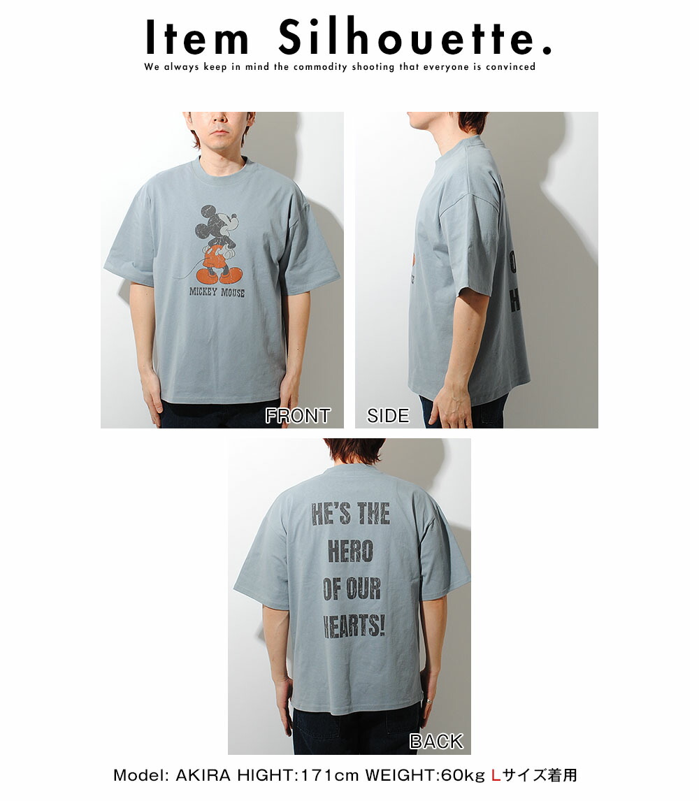 Tシャツ ミッキーマウス ヴィンテージライク 3色展開 半袖