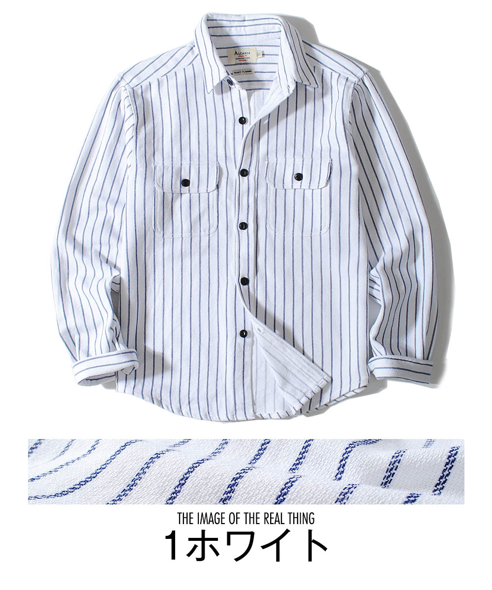 RaPPELER ストライプ長袖シャツ ストライプシャツ メンズ 厚手 ネルシャツ 長袖シャツ 暖かい