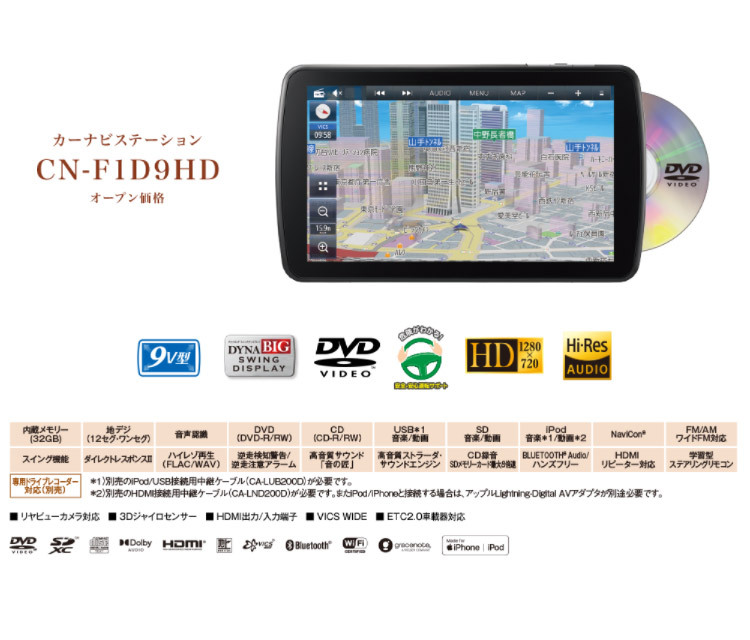 取寄商品】パナソニック9V型ストラーダCN-F1D9HD+シエンタ(170系)用